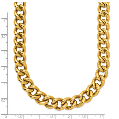 Chisel Stainless Steel Polished Yellow IP-plated 16 inch Plus a 2.5 inch Round Curb Link Necklace
