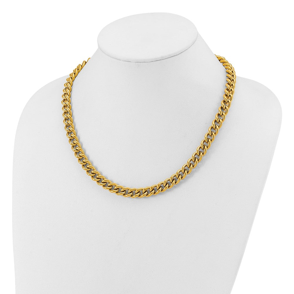 Chisel Stainless Steel Polished Yellow IP-plated 19.5 inch Plus a 3 inch Extension Round Curb Link Necklace