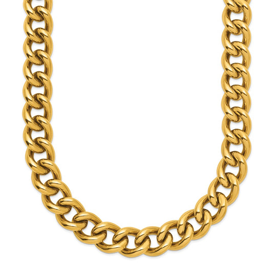 Chisel Stainless Steel Polished Yellow IP-plated 19.5 inch Plus a 3 inch Extension Round Curb Link Necklace