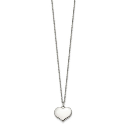 Chisel Stainless Steel Polished Heart Pendant on a 20.5 inch Plus 1 inch Extension Cable Chain Necklace