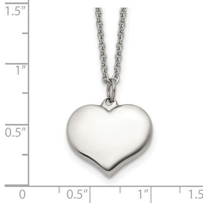 Chisel Stainless Steel Polished Heart Pendant on a 20.5 inch Plus 1 inch Extension Cable Chain Necklace