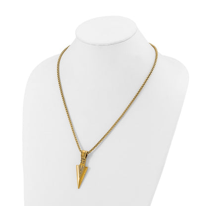 Chisel Stainless Steel Antiqued and Polished Arrowhead Pendant on a 22 inch Box Chain Necklace