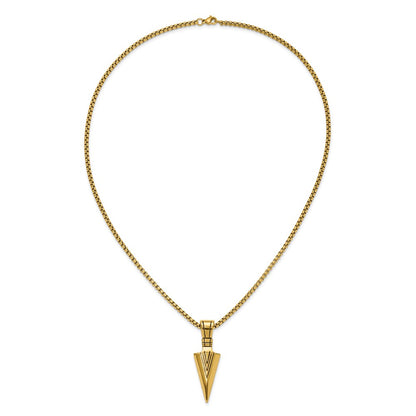 Chisel Stainless Steel Antiqued and Polished Arrowhead Pendant on a 22 inch Box Chain Necklace