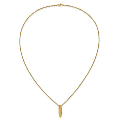 Chisel Stainless Steel Polished Yellow IP-plated Bullet Pendant on a 22 inch Cable Chain Necklace
