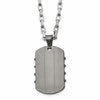 Chisel Stainless Steel Brushed and Polished Gunmetal IP-plated Dog Tag on a 24 inch Open Link Chain Necklace