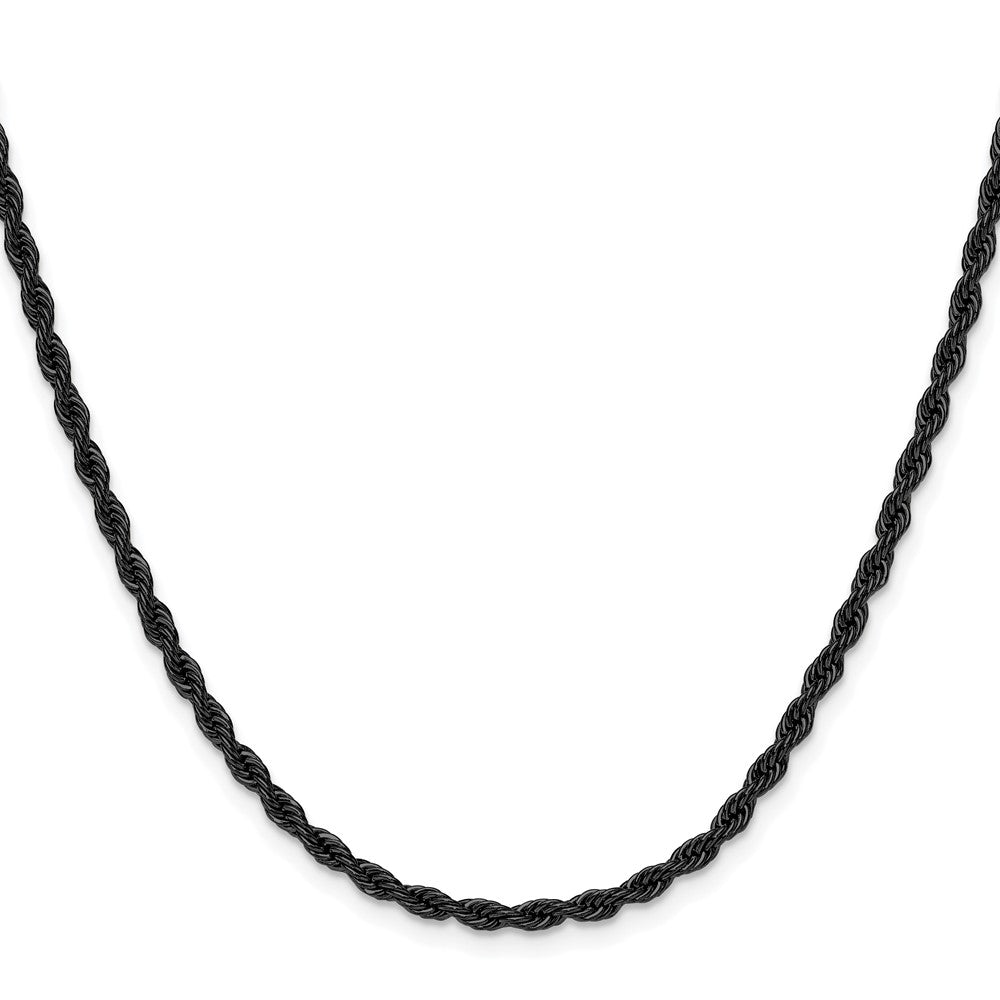 Chisel Stainless Steel Polished Black IP-plated 3mm 18 inch Rope Chain