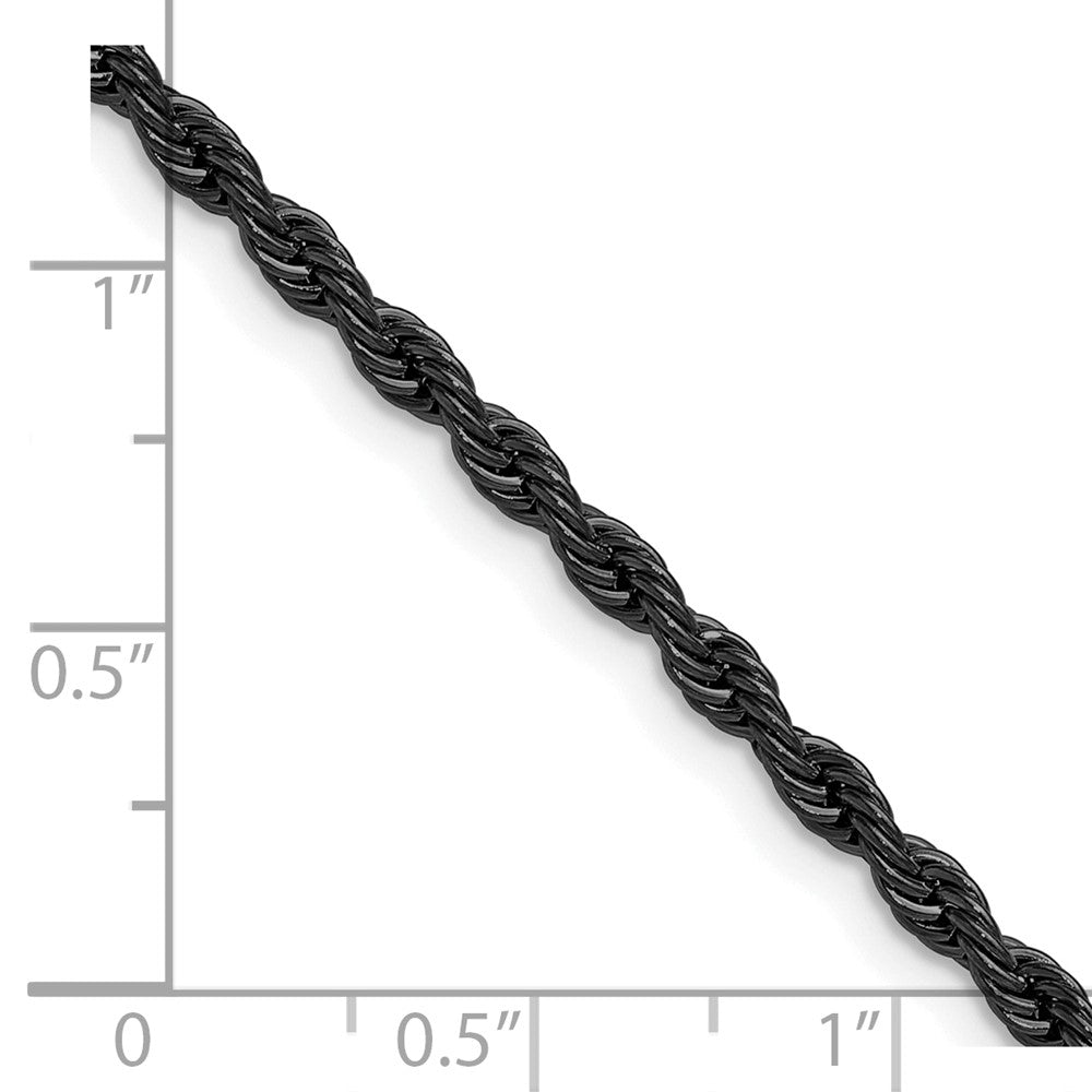 Chisel Stainless Steel Polished Black IP-plated 3mm 30 inch Rope Chain