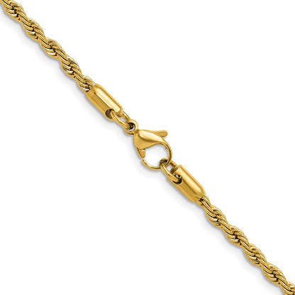 Chisel Stainless Steel Polished Yellow IP-plated 3mm 24 inch Rope Chain