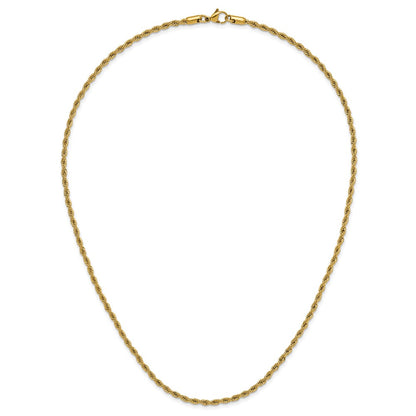 Chisel Stainless Steel Polished Yellow IP-plated 3mm 22 inch Rope Chain