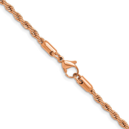Chisel Stainless Steel Polished Rose IP-plated 3mm 24 inch Rope Chain