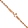 Chisel Stainless Steel Polished Rose IP-plated 3mm 30 inch Rope Chain