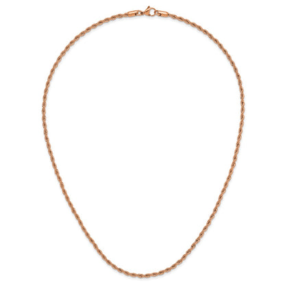 Chisel Stainless Steel Polished Rose IP-plated 3mm 22 inch Rope Chain