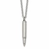 Chisel Stainless Steel Polished Bullet Capsule Pendant on a 20 inch Plus 2 inch Extension Cable Chain Necklace
