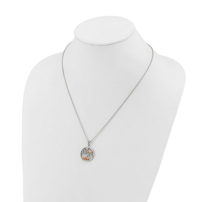 Chisel Stainless Steel Polished Rose IP-plated MOM Tree Pendant on a 20 inch Plus a 2 inch Extension Cable Chain Necklace