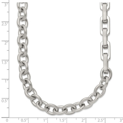 Chisel Stainless Steel Brushed and Polished Half Cable Link and Half Square Link 22 inch Necklace