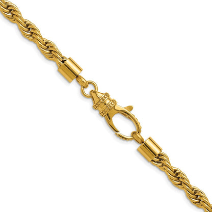 Chisel Stainless Steel Polished Yellow IP-plated 6mm Rope Chain 24 inch Necklace