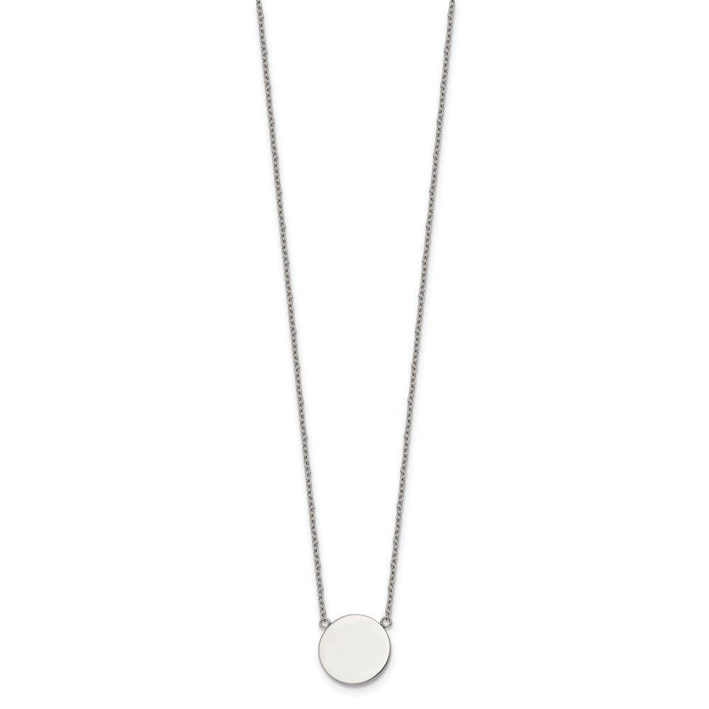 Chisel Stainless Steel Polished Disc on a 16 inch Plus a 2 inch Extension Cable Chain Necklace