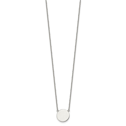 Chisel Stainless Steel Polished Disc on a 16 inch Plus a 2 inch Extension Cable Chain Necklace