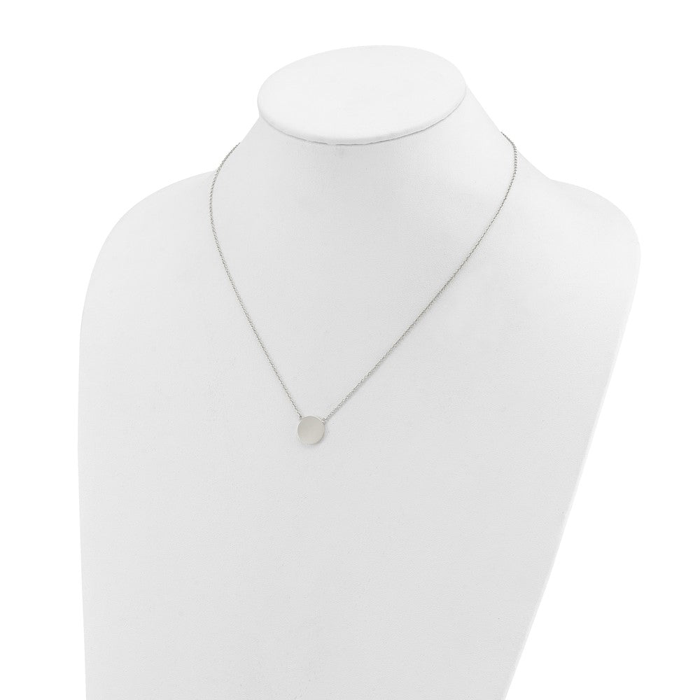 Chisel Stainless Steel Polished Disc on a 16 inch Plus a 2 inch Extension Cable Chain Necklace