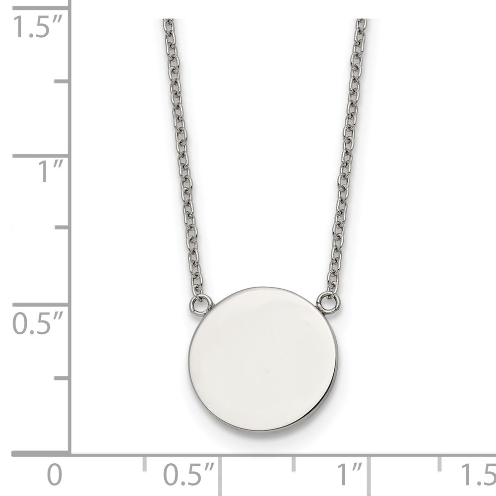 Chisel Stainless Steel Polished Disc on a 16 inch Plus a 2 inch Extension Cable Chain Necklace