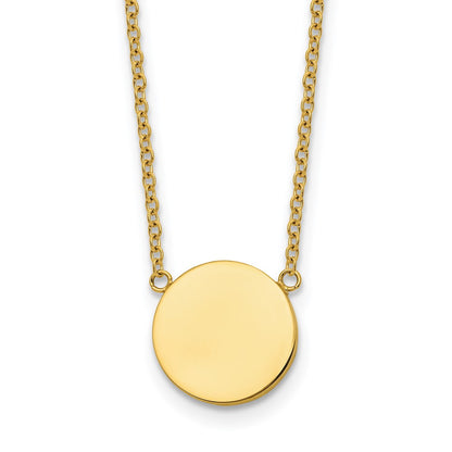 Chisel Stainless Steel Polished Yellow IP-plated 1.2mm Disc on a 16 inch Plus a 2 inch Extension Cable Chain Necklace