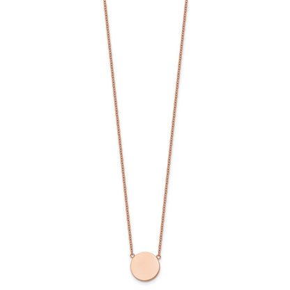 Chisel Stainless Steel Polished Rose IP-plated 1.2mm Disc on a 16 inch Plus a 2 inch Extension Cable Chain Necklace