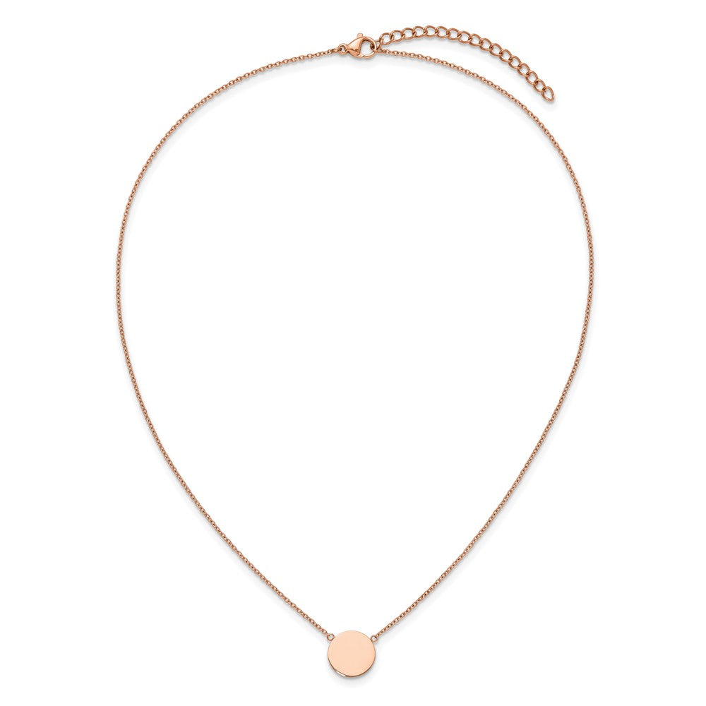 Chisel Stainless Steel Polished Rose IP-plated 1.2mm Disc on a 16 inch Plus a 2 inch Extension Cable Chain Necklace