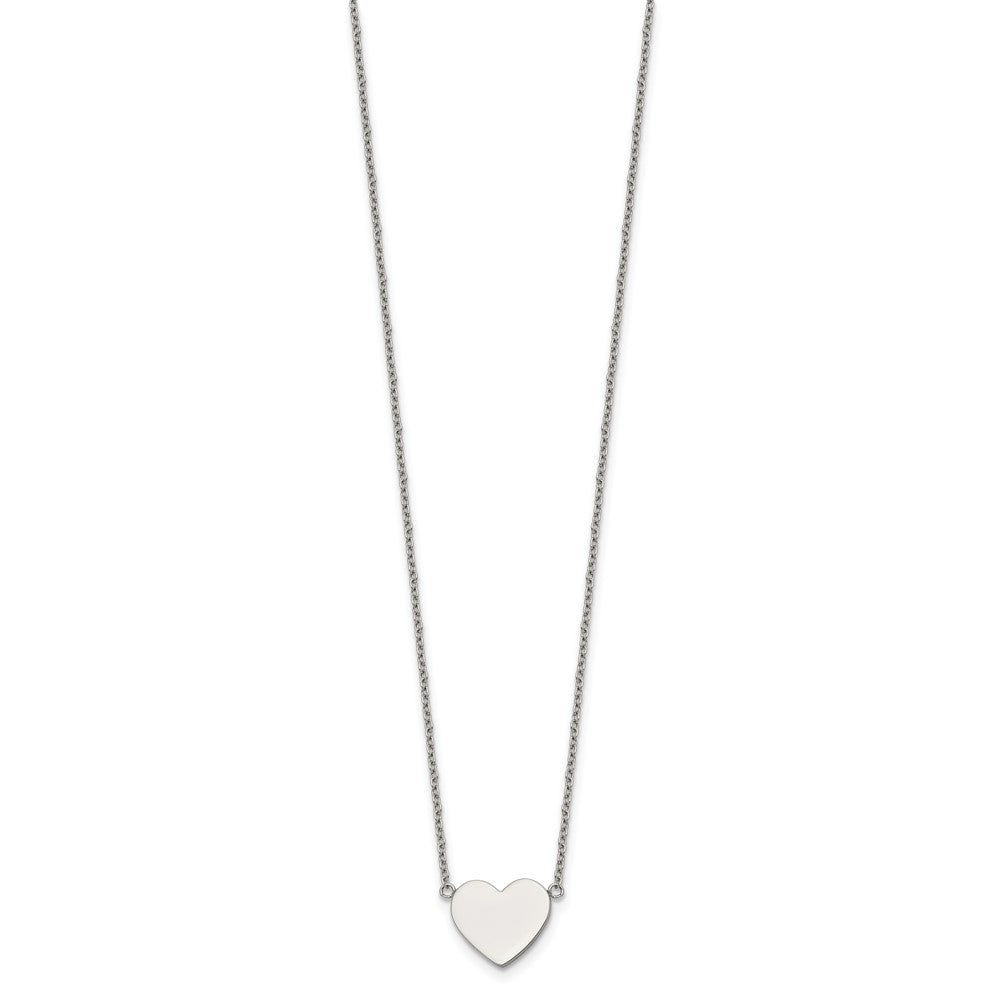 Chisel Stainless Steel Polished Heart on a 16 inch Plus 2 inch Extension Cable Chain Necklace