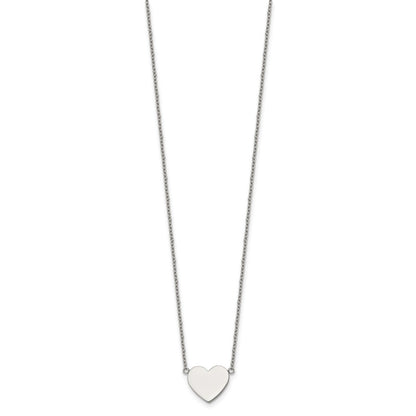 Chisel Stainless Steel Polished Heart on a 16 inch Plus 2 inch Extension Cable Chain Necklace