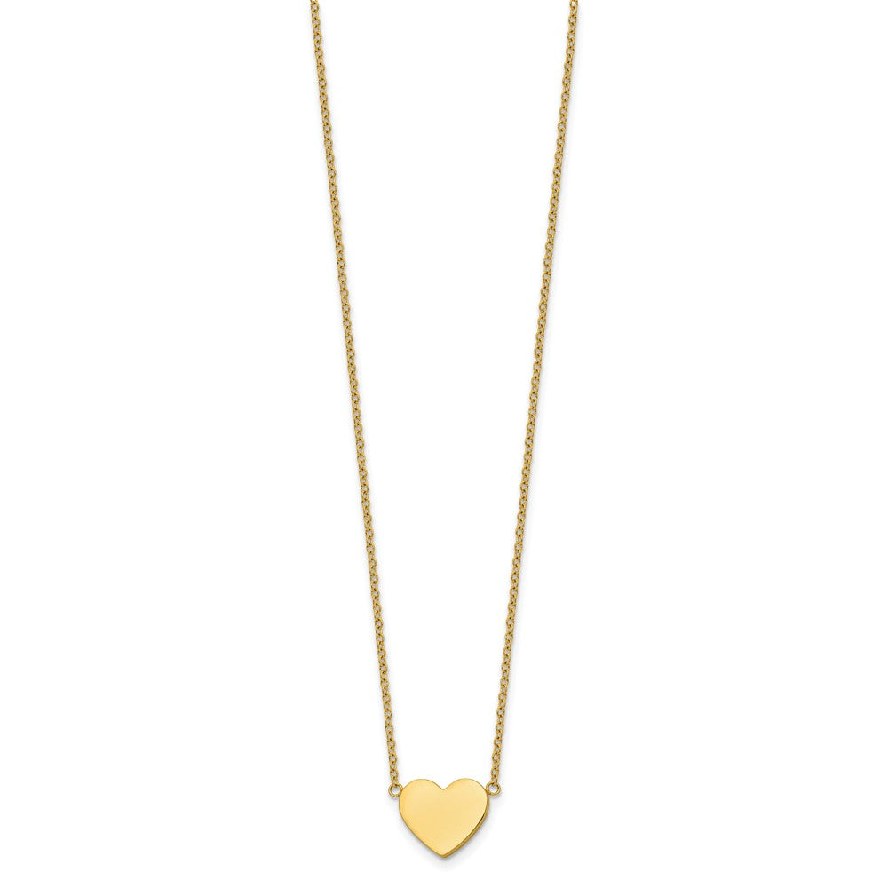 Chisel Stainless Steel Polished Yellow IP-plated Heart on a 16 inch Plus a 2 inch Extension Cable Chain Necklace