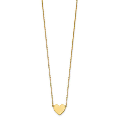 Chisel Stainless Steel Polished Yellow IP-plated Heart on a 16 inch Plus a 2 inch Extension Cable Chain Necklace