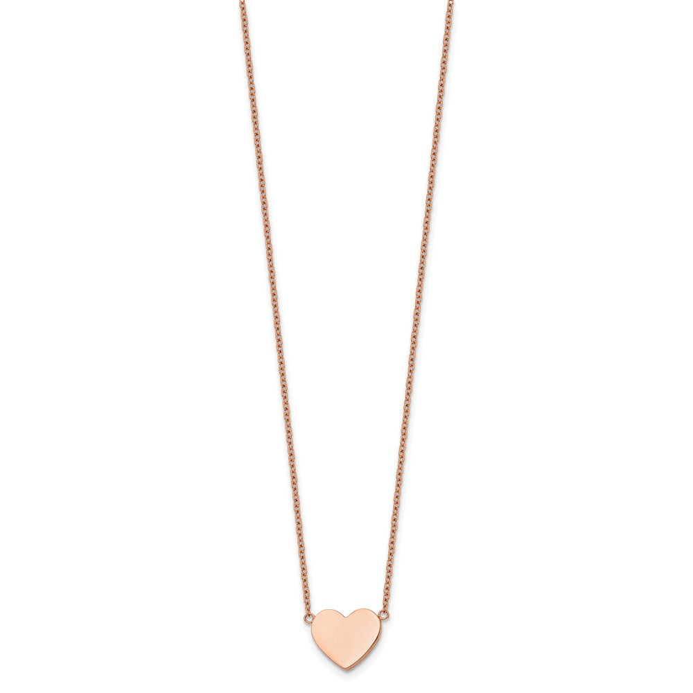 Chisel Stainless Steel Polished Rose IP-plated Heart on a 16 inch Plus a 2 inch Extension Cable Chain Necklace