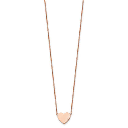 Chisel Stainless Steel Polished Rose IP-plated Heart on a 16 inch Plus a 2 inch Extension Cable Chain Necklace