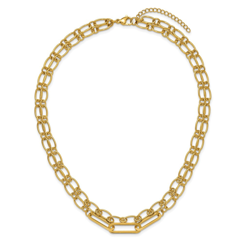 Chisel Stainless Steel Polished Yellow IP-plated Layered 18 inch Plus a 2 inch Extension Necklace