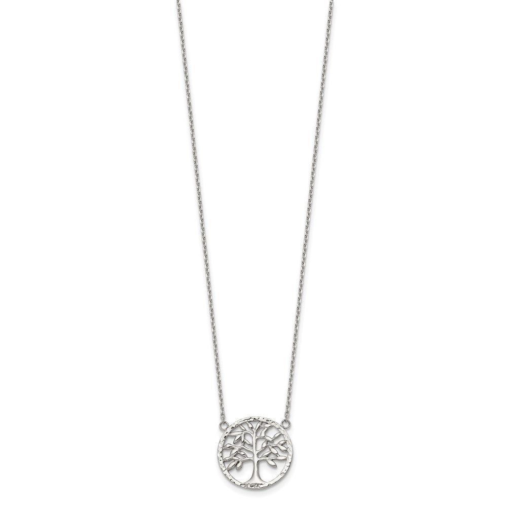 Chisel Stainless Steel Polished and Textured Tree on a 16 inch Plus a 2 inch Extension Cable Chain Necklace