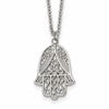 Chisel Stainless Steel Polished and Textured Hamsa Pendant on an 18 inch Plus a 2 inch Extension Cable Chain Necklace