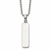 Chisel Stainless Steel Polished Vertical ID Bar Pendant on a 22 inch Ball Chain Necklace