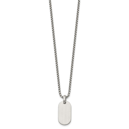 Chisel Stainless Steel Brushed with Polished Edges Dog Tag on a 22 inch Box Chain Necklace