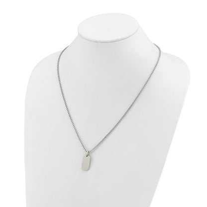 Chisel Stainless Steel Brushed with Polished Edges Dog Tag on a 22 inch Box Chain Necklace