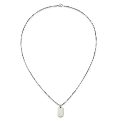 Chisel Stainless Steel Brushed with Polished Edges Dog Tag on a 22 inch Box Chain Necklace