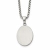 Chisel Stainless Steel Brushed with Polished Edges Oval Pendant on a 22 inch Box Chain Necklace
