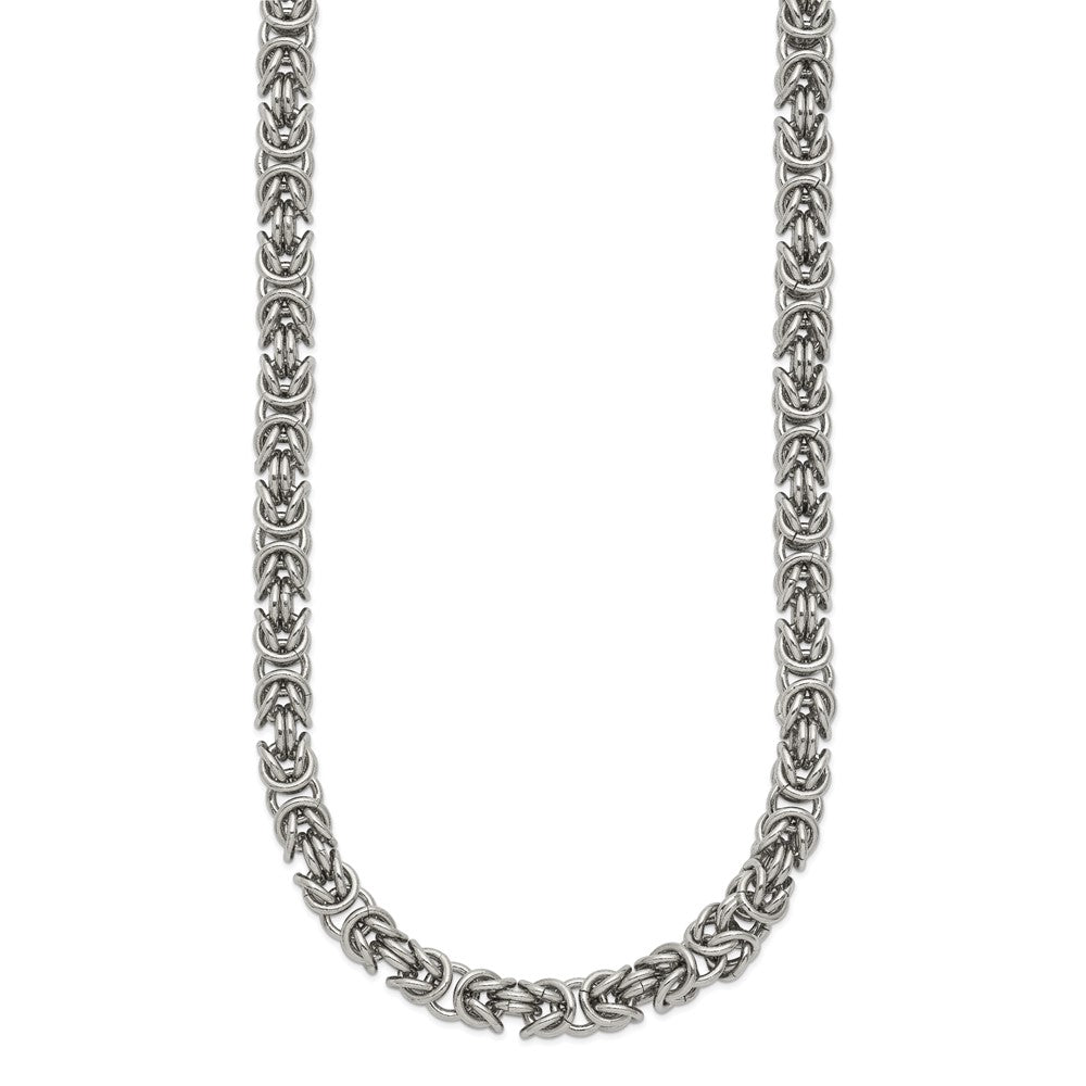 Chisel Stainless Steel Polished 6mm 24 inch Byzantine Link Necklace