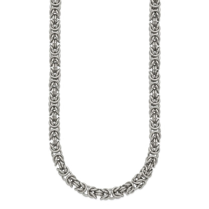 Chisel Stainless Steel Polished 6mm 24 inch Byzantine Link Necklace