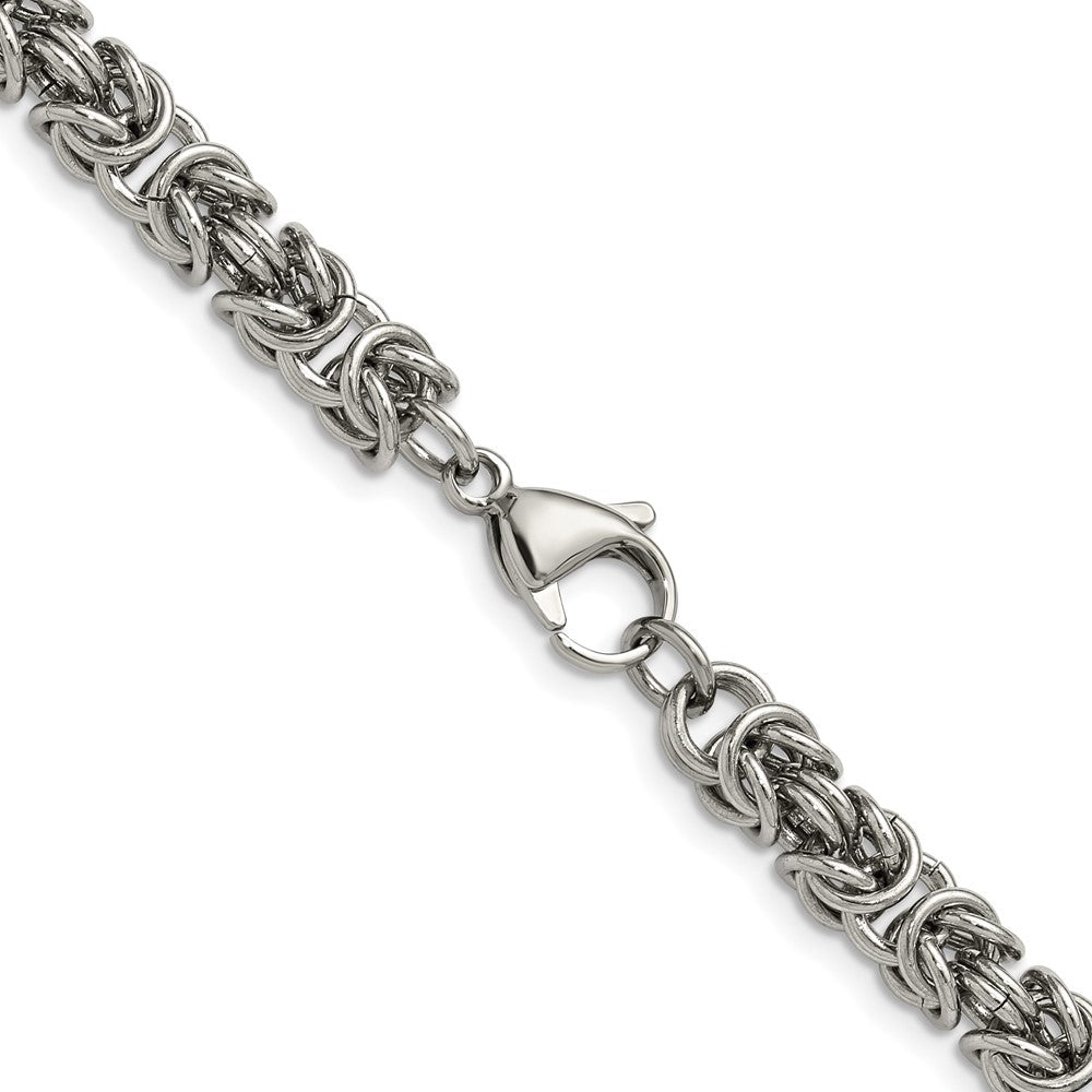 Chisel Stainless Steel Polished 6mm 24 inch Byzantine Link Necklace