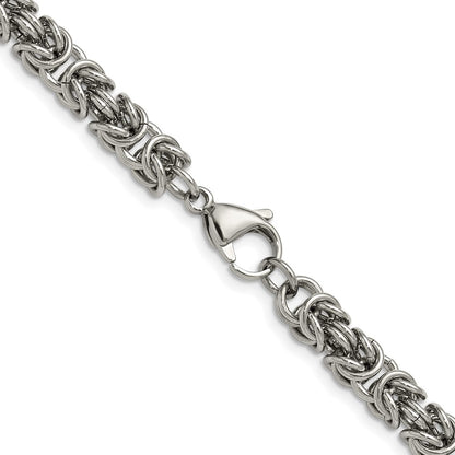 Chisel Stainless Steel Polished 6mm 24 inch Byzantine Link Necklace