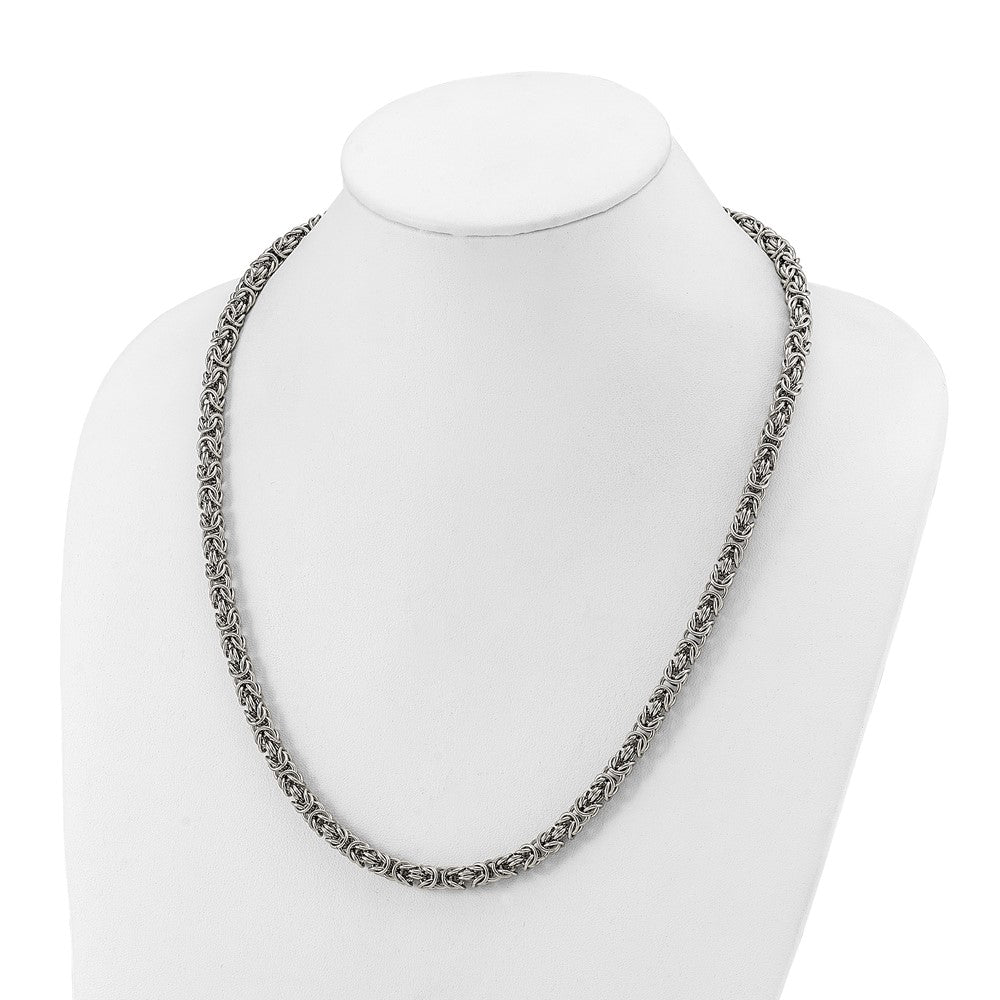 Chisel Stainless Steel Polished 6mm 24 inch Byzantine Link Necklace