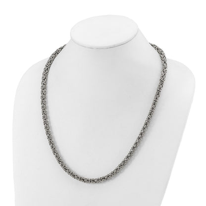 Chisel Stainless Steel Polished 6mm 24 inch Byzantine Link Necklace