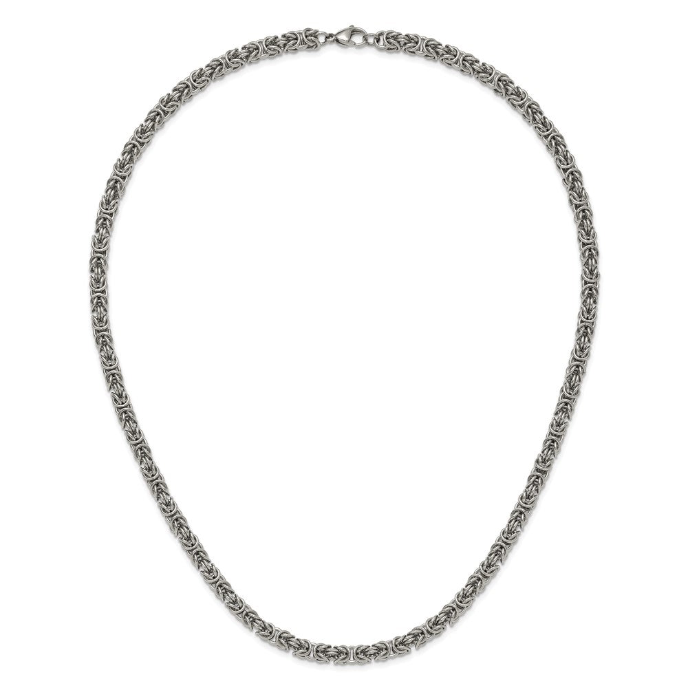 Chisel Stainless Steel Polished 6mm 24 inch Byzantine Link Necklace