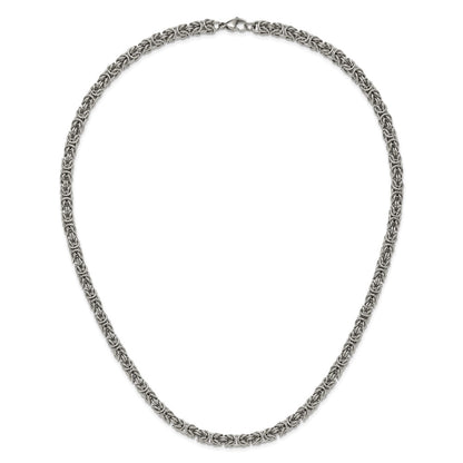 Chisel Stainless Steel Polished 6mm 24 inch Byzantine Link Necklace