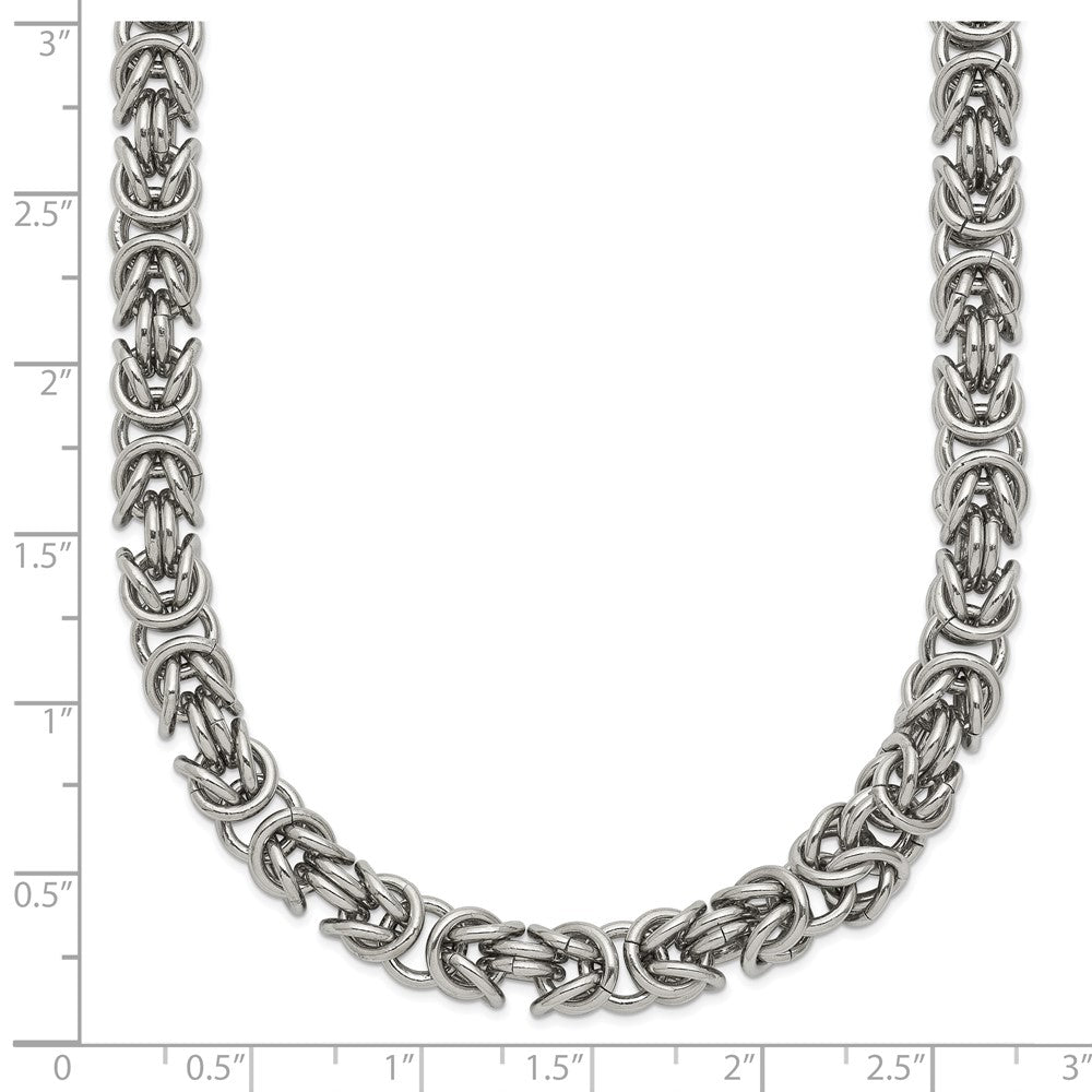 Chisel Stainless Steel Polished 6mm 24 inch Byzantine Link Necklace